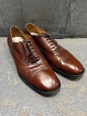 MAISON MARTIN MARGIELA Dark Brown Leather Cap Toe Oxford Shoes SZ IT 45 US 12
